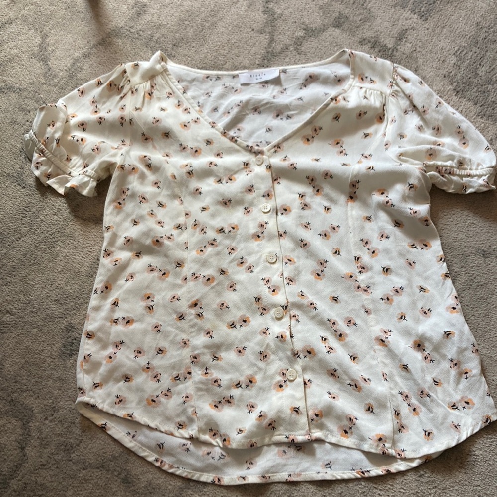 Elixir cream floral pattern blouse